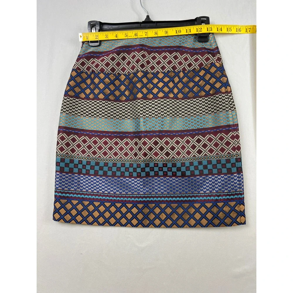 Maeve Anthropologie Skirt Women 0 Multicolor Geometric Jacquard Mini Button Side